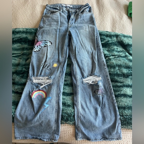 Tinseltown Blue Jeans with Colorful Patches - Picture 3 of 7